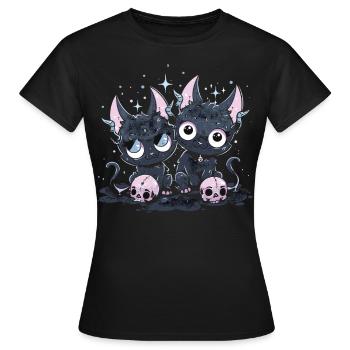 Kawaii Cat Pastel Goth Devilish - Women's T-Shirt - black - Front - AI Model Female 172 dark (172cm)