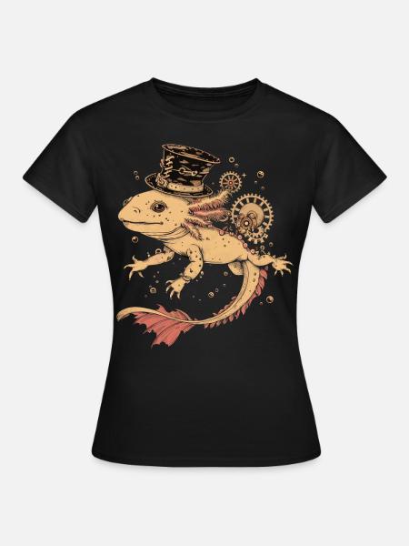 Steampunk Axolotl - Frauen T-Shirt - Schwarz
