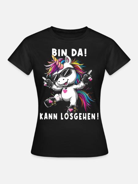 Süßes Einhorn, Bunte Einhörner - Frauen T-Shirt - Schwarz