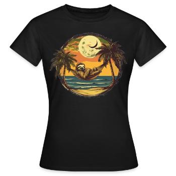 Paresseux Hamac, Plage, Chill - T-shirt Femme - noir - Devant - AI Model Female 172 dark (172cm)