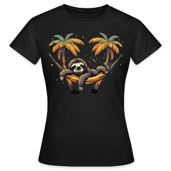 Paresseux Hamac, Plage, Chill - T-shirt Femme - noir - Devant - AI Model Female 172 dark (172cm)