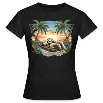 Paresseux Hamac, Plage, Chill - T-shirt Femme - noir - Devant - AI Model Female 172 dark (172cm)