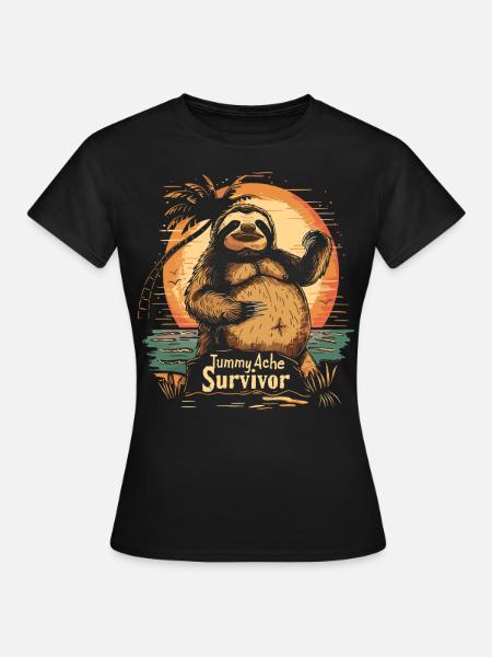 Grappige luiaard meme buikpijn - Vrouwen T-shirt - zwart
