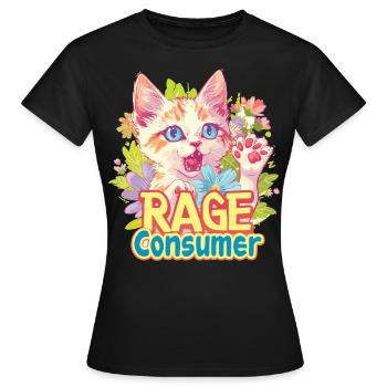 Cat Rage Consumes Me Humor Meme - Frauen T-Shirt - Schwarz - Vorne - AI Model Female 172 dark (172cm)