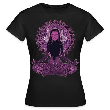 Meditation Lustiges Lachen Yoga - Frauen T-Shirt - Schwarz - Vorne - AI Model Female 172 dark (172cm)