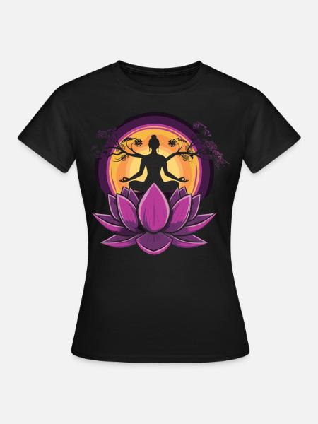 Meditation Lustiges Lachen Yoga - Frauen T-Shirt - Schwarz