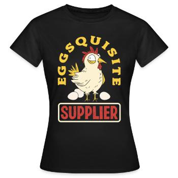 Unterstützen Sie lokale Eierhändler - Frauen T-Shirt - Schwarz - Vorne - AI Model Female 172 dark (172cm)