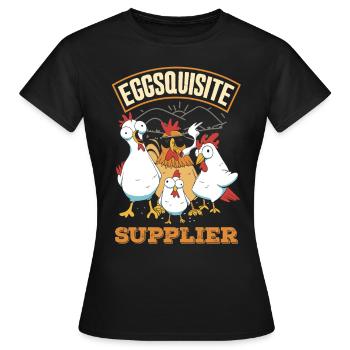 Unterstützen Sie lokale Eierhändler - Frauen T-Shirt - Schwarz - Vorne - AI Model Female 172 dark (172cm)