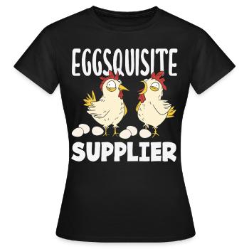 Unterstützen Sie lokale Eierhändler - Frauen T-Shirt - Schwarz - Vorne - AI Model Female 172 dark (172cm)
