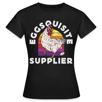 Unterstützen Sie lokale Eierhändler - Frauen T-Shirt - Schwarz - Vorne - AI Model Female 172 dark (172cm)