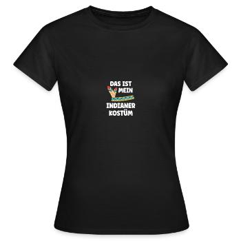Kostüm Indianer Kopfschmuck Indianerfedern - Frauen T-Shirt - Schwarz - Vorne - AI Model Female 172 dark (172cm)