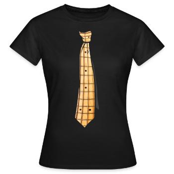 Bass Guitar Fretboard Tie pour bassiste - T-shirt Femme - noir - Devant - AI Model Female 172 dark (172cm)