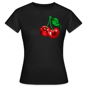 Cerises dans poche poitrine poche - T-shirt Femme - noir - Devant - AI Model Female 172 dark (172cm)
