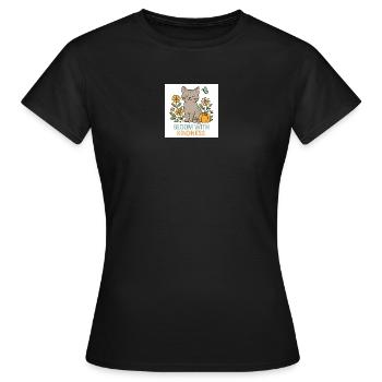Splendeur florale adaptée aux chats - T-shirt Femme - noir - Devant - AI Model Female 172 dark (172cm)