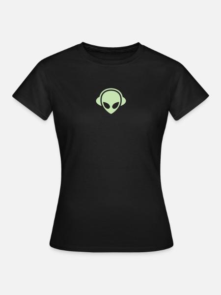 Alien headphones Glow in the dark - Women's T-Shirt - black