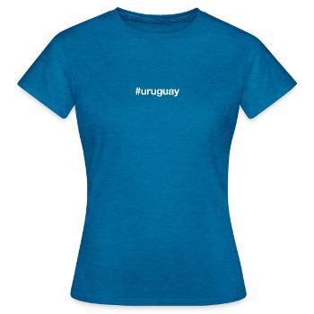 URUGUAY Hashtag - T-shirt Femme - bleu saphir antique chiné - Devant - AI Model Female 172 dark (172cm)