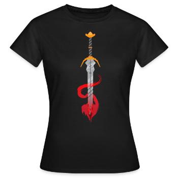 Épée de chevalier fantastique médiévale - T-shirt Femme - noir - Devant - AI Model Female 172 dark (172cm)