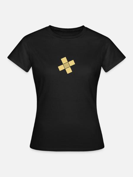 gekreuzte pflaster - Frauen T-Shirt - Schwarz