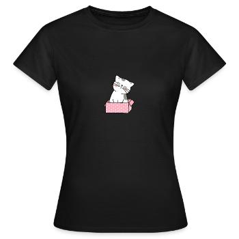 Carton de chat mignon - T-shirt Femme - noir - Devant - AI Model Female 172 dark (172cm)
