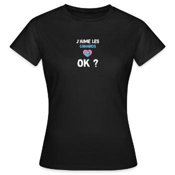 J'aime Les Canards OK ? Humour Femme - T-shirt Femme - noir - Devant - AI Model Female 172 dark (172cm)