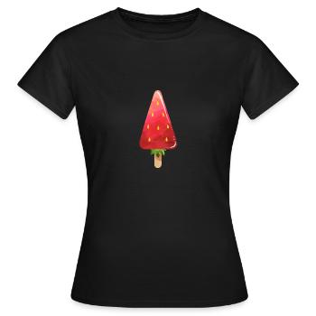 Erdbeere Wassereis am Stiel - Frauen T-Shirt - Schwarz - Vorne - AI Model Female 172 dark (172cm)
