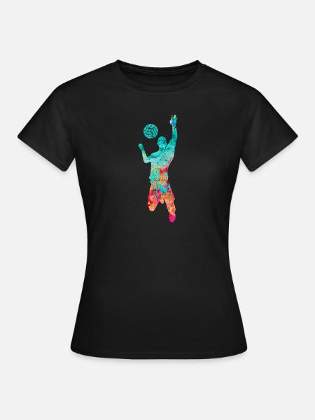 Volleyball Schmettern PopArt - Frauen T-Shirt - Schwarz