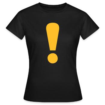 Stylo et papier questsigns point d'exclamation jaune - T-shirt Femme - noir - Devant - AI Model Female 172 dark (172cm)