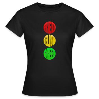 ROUGE JAUNE VERT Feux de circulation - La sécurité avant tout - T-shirt Femme - noir - Devant - AI Model Female 172 dark (172cm)