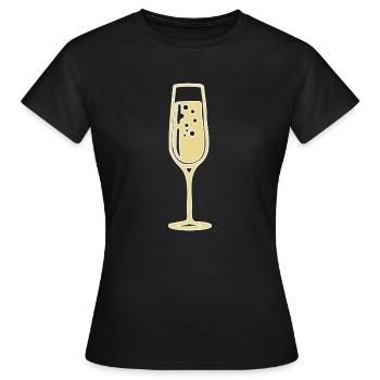 Sektglas Sekt Kostüm Karneval Verkleiden Fasching - Frauen T-Shirt - Schwarz - Vorne - AI Model Female 172 dark (172cm)