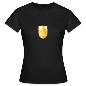Armoiries de l’Ukraine Trident Gerfalke Trident Goldlook - T-shirt Femme - noir - Devant - AI Model Female 172 dark (172cm)