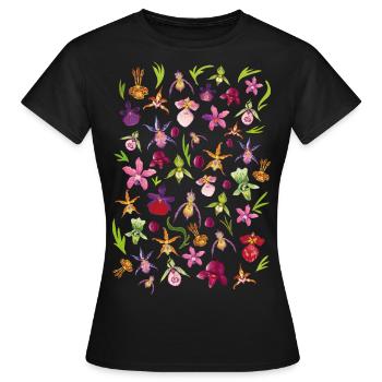 Blumenliese Orchideen - Frauen T-Shirt - Schwarz - Vorne - AI Model Female 172 dark (172cm)