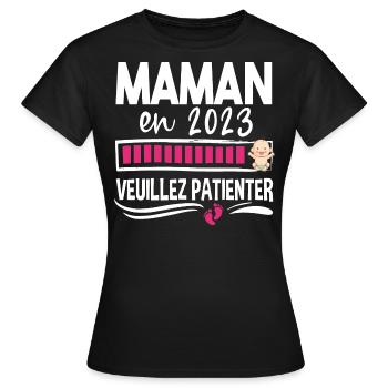 Maman Agricultrice Agriculture 2023 Naissance - T-shirt Femme - noir - Devant - AI Model Female 172 dark (172cm)