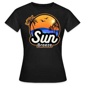 SUN Breeze - Urlaubsmotiv mit Palmen am Meer - Frauen T-Shirt - Schwarz - Vorne - AI Model Female 172 dark (172cm)