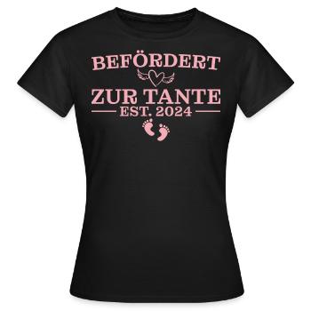 Tante 2024 Werdende Patentante Babyparty - Frauen T-Shirt - Schwarz - Vorne - AI Model Female 172 dark (172cm)