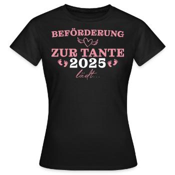 Schwangerschaft verkünden Tante 2025 - Frauen T-Shirt - Schwarz - Vorne - AI Model Female 172 dark (172cm)