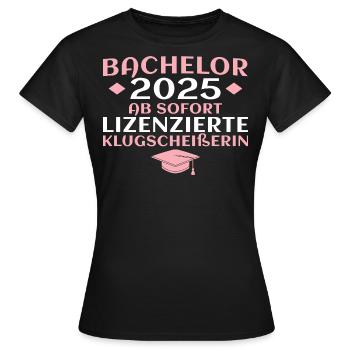 Bachelorprüfung bestanden Bachelor Abschluss 2025 - Frauen T-Shirt - Schwarz - Vorne - AI Model Female 172 dark (172cm)