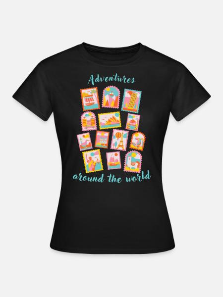 Adventures around the world - Stamps - Women's T-Shirt - black