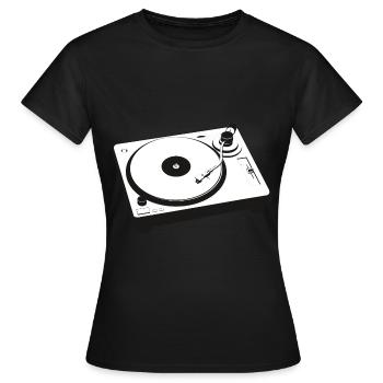 DJ Turntables Tourne-disque Techno - T-shirt Femme - noir - Devant - AI Model Female 172 dark (172cm)
