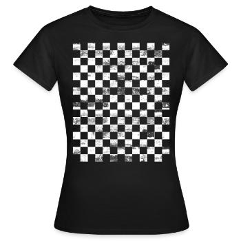 chessboard Grunged - Women's T-Shirt - black - Front - AI Model Female 172 dark (172cm)