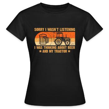 Tractor Beer Trecker Saying Farmer Gift - Women's T-Shirt - black - Front - AI Model Female 172 dark (172cm)