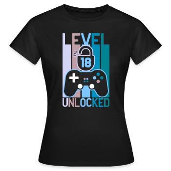 18th Birthday Level 18 of legal age Gift - Women's T-Shirt - black - Front - AI Model Female 172 dark (172cm)