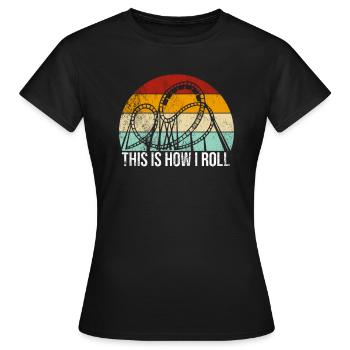 Roller Coaster Amusement Park Kirmes Amusement Park - T-shirt Femme - noir - Devant - AI Model Female 172 dark (172cm)