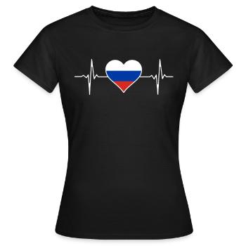 Russia Heartbeat Russia - Women's T-Shirt - black - Front - AI Model Female 172 dark (172cm)