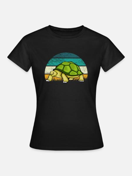 Schildkröte Retro Vintage - Frauen T-Shirt - Schwarz