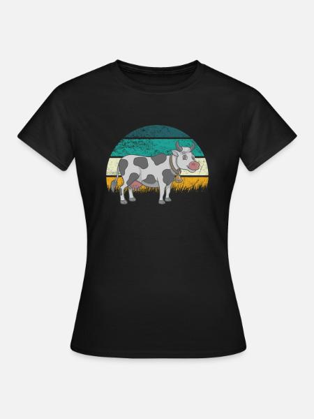 Kuh Kühe Rinder Kälber Kalb Bullen Retro Vintage - Frauen T-Shirt - Schwarz