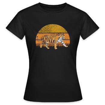Tiger Retro Vintage Big Cat - T-shirt Femme - noir - Devant - AI Model Female 172 dark (172cm)
