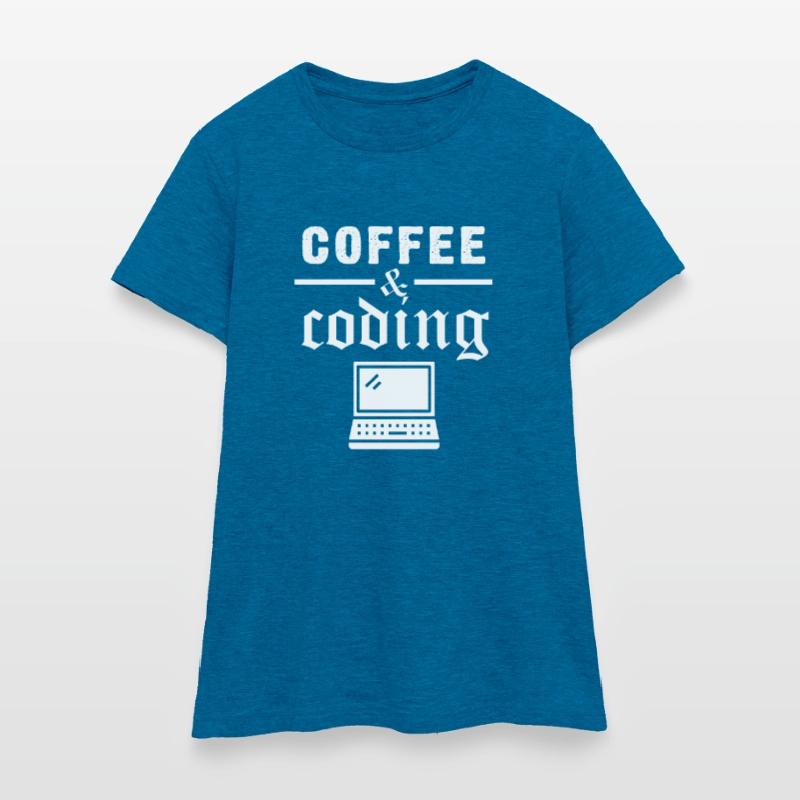 Programmierer Kaffee Coding Entwickler Informatik Frauen T-Shirt