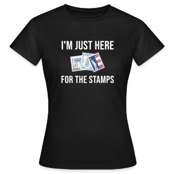 Stamps Collect Collector's Saying - Women's T-Shirt - black - Front - AI Model Female 172 dark (172cm)
