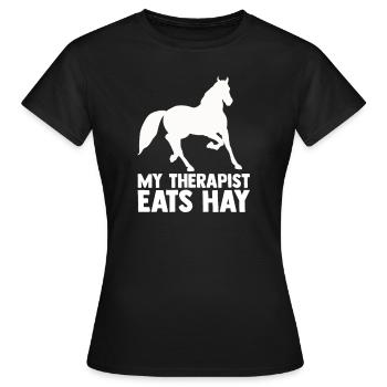 Reiten Pferd Reiterhof Reiterin Geschenk - Frauen T-Shirt - Schwarz - Vorne - AI Model Female 172 dark (172cm)