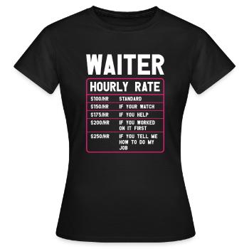 Serveuse Barman Serveur serveur - T-shirt Femme - noir - Devant - AI Model Female 172 dark (172cm)